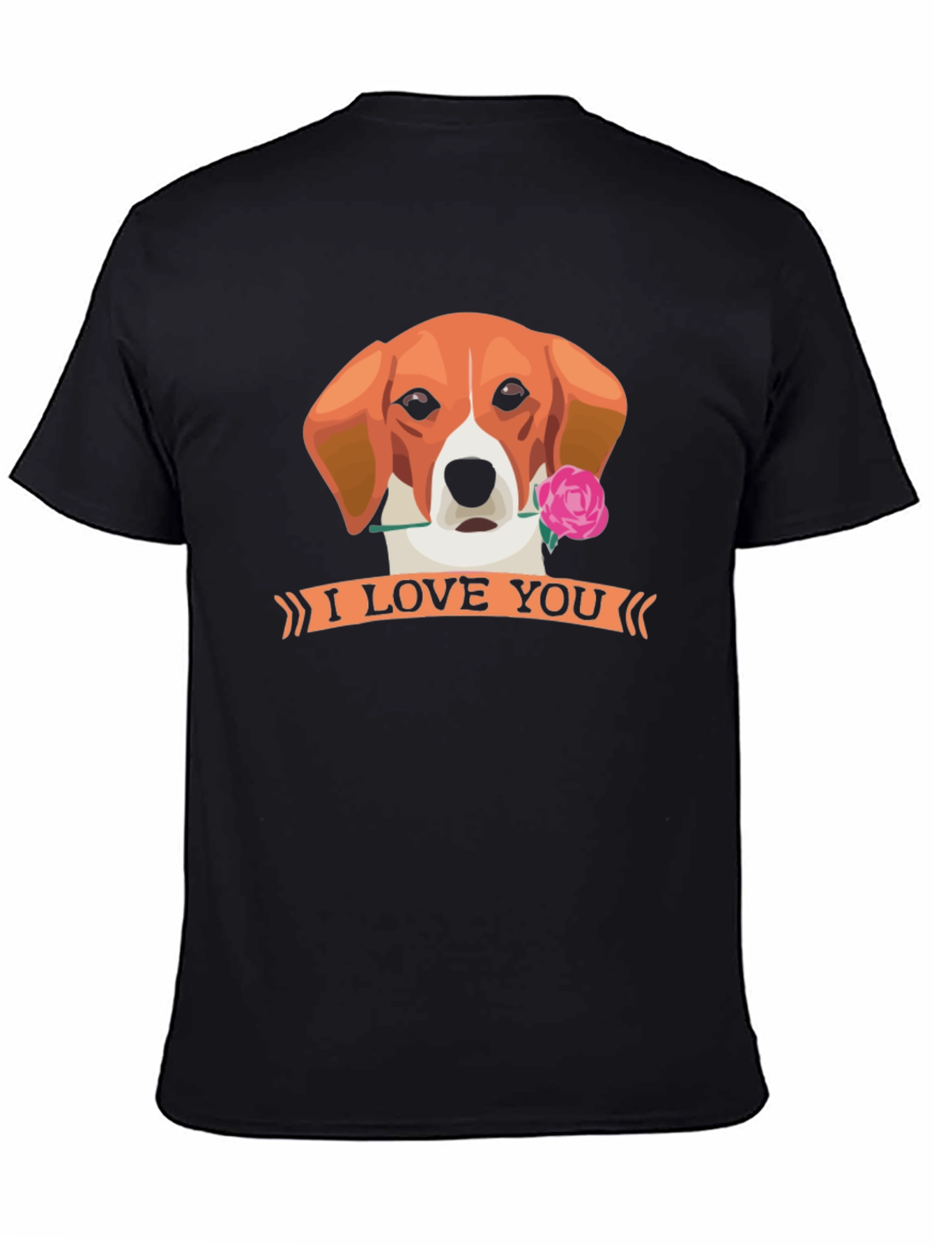 Black I Love You Dog T-Shirt - Cute Valentine's Day Tee view 4
