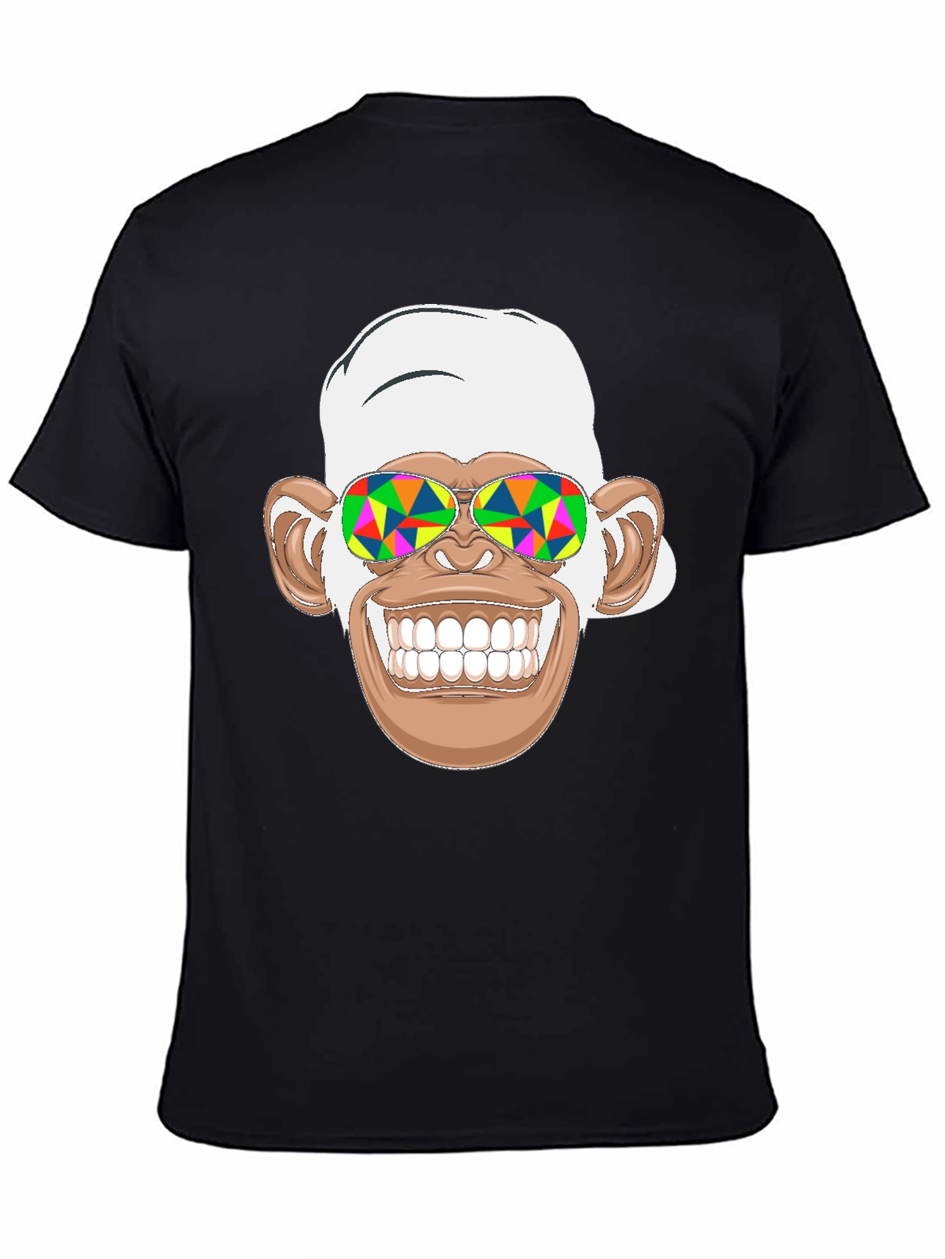Black Funny Monkey Graphic Tee - Psychedelic Sunglasses Black T-Shirt view 4
