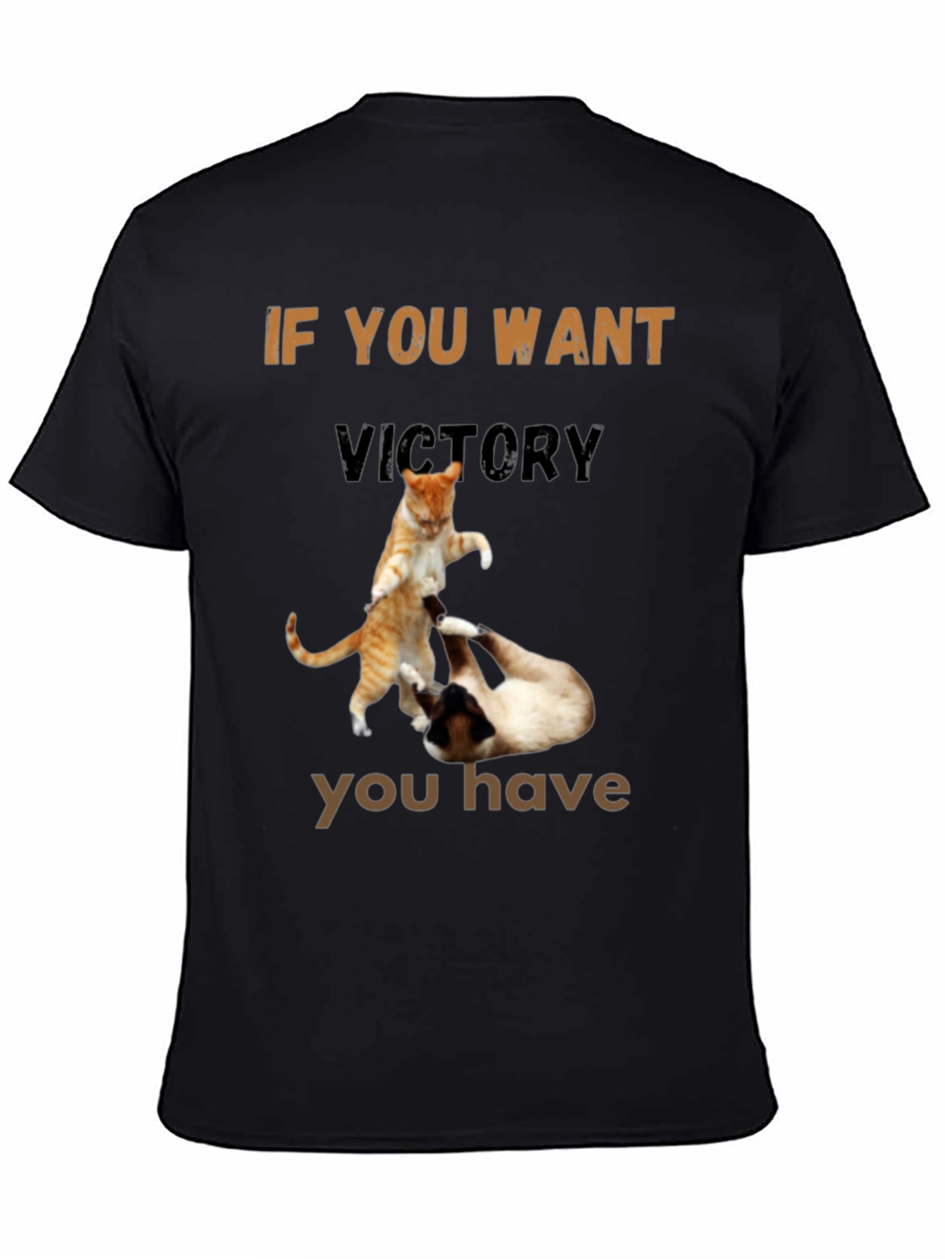 Black Fighting Cats T-Shirt - If You Want Victory view 4