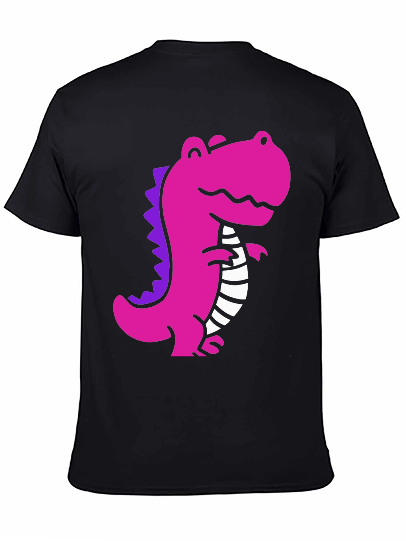 Black Pink Dino Graphic Tee - Casual Black T-Shirt view 4