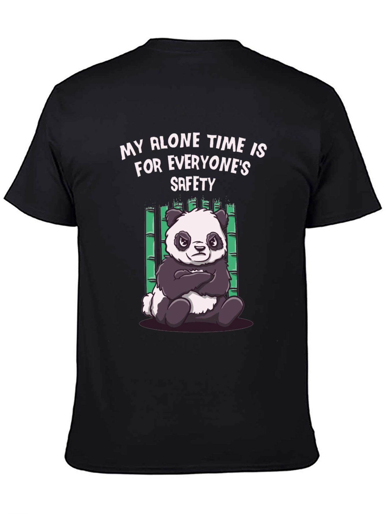 Black Funny Panda Alone Time T-Shirt view 4