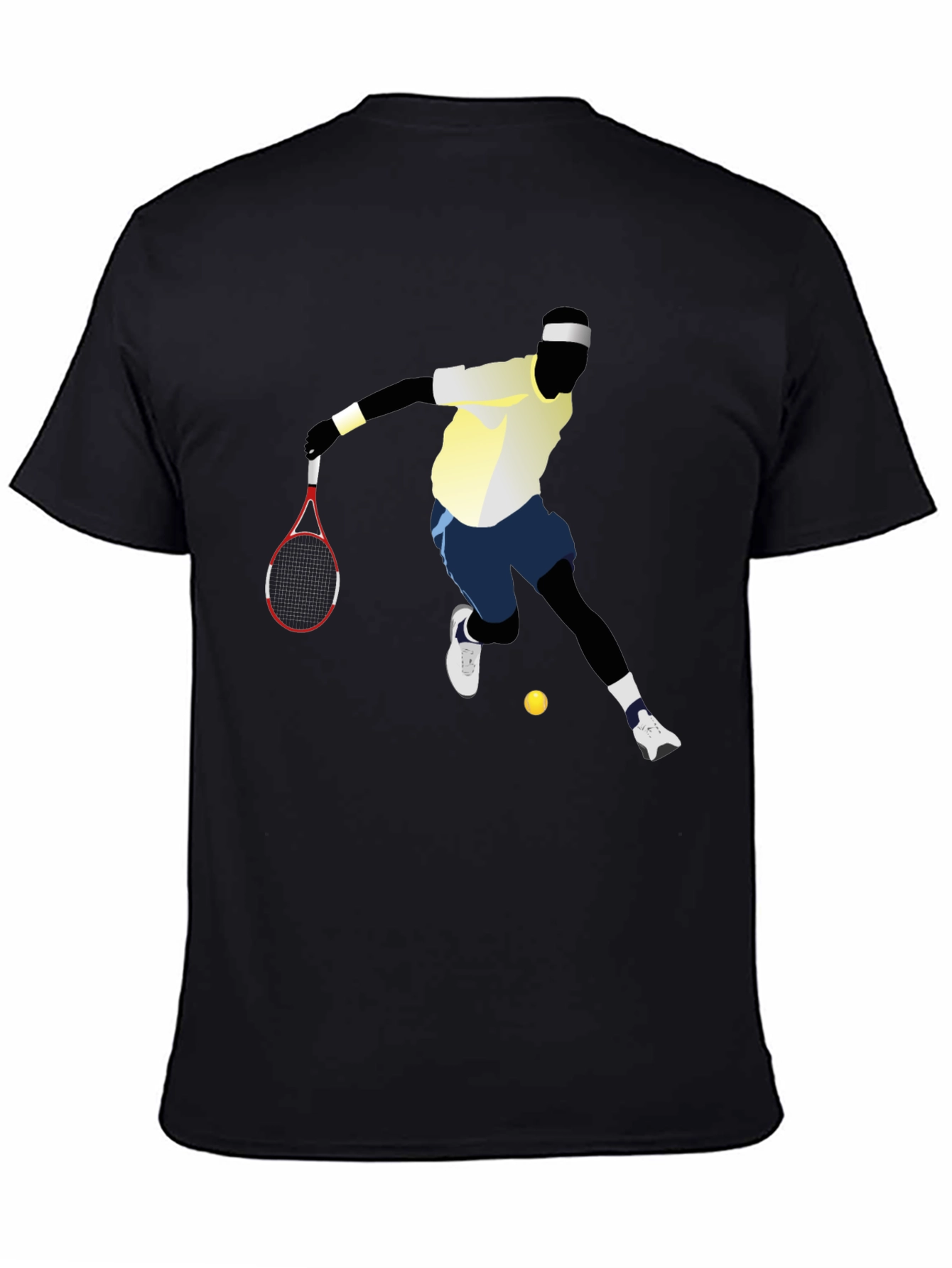 Black Tennis Player Graphic Tee - Black Cotton T-Shirt view 4