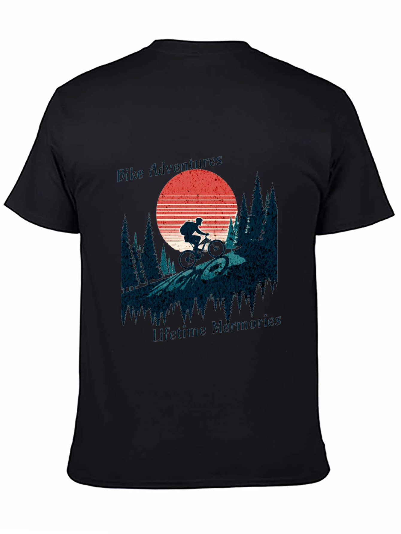 Black Bike Adventure Tee: Retro Mountain Biking Shirt view 4
