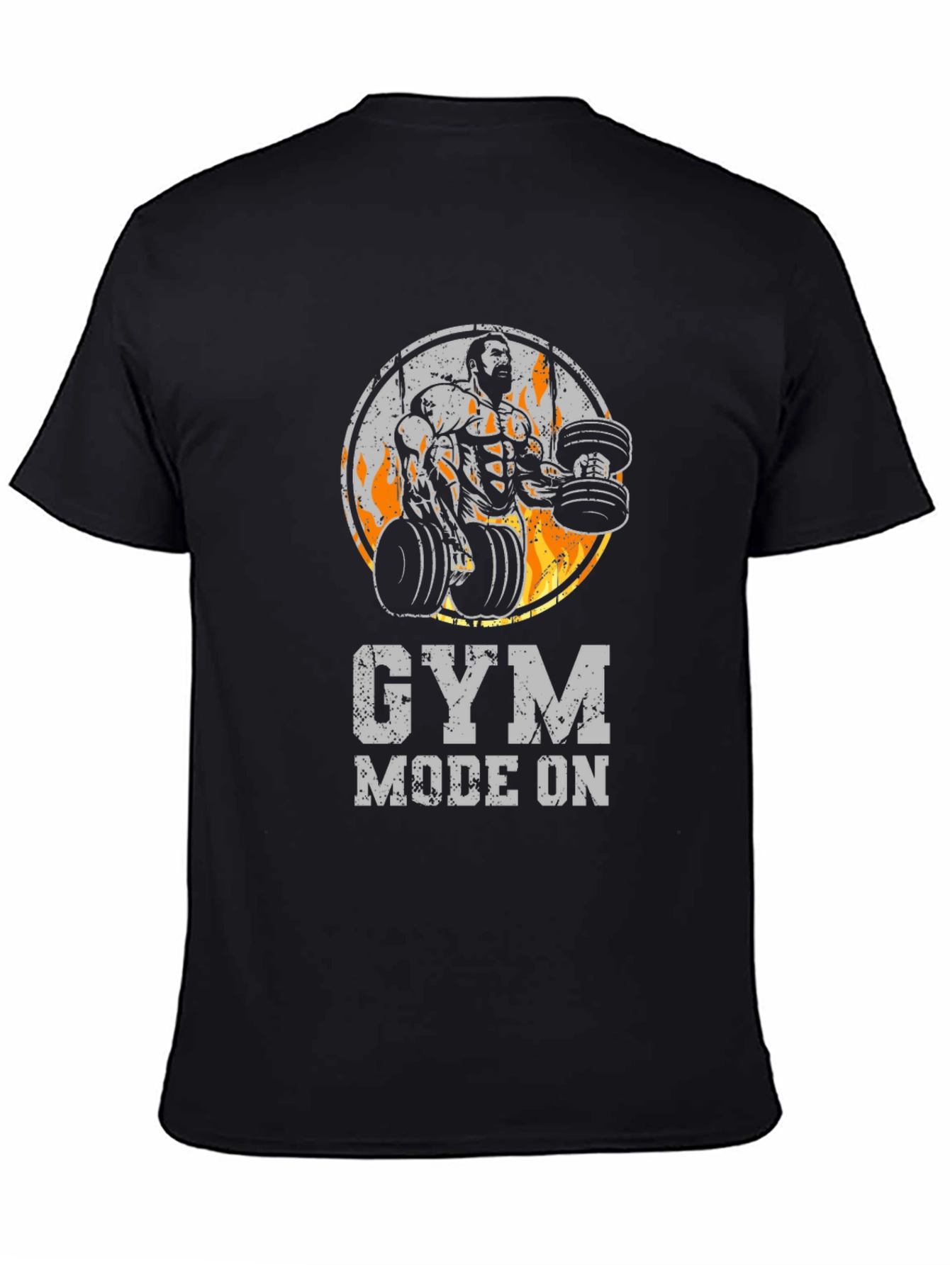 Black Gym Mode On Black T-Shirt view 4