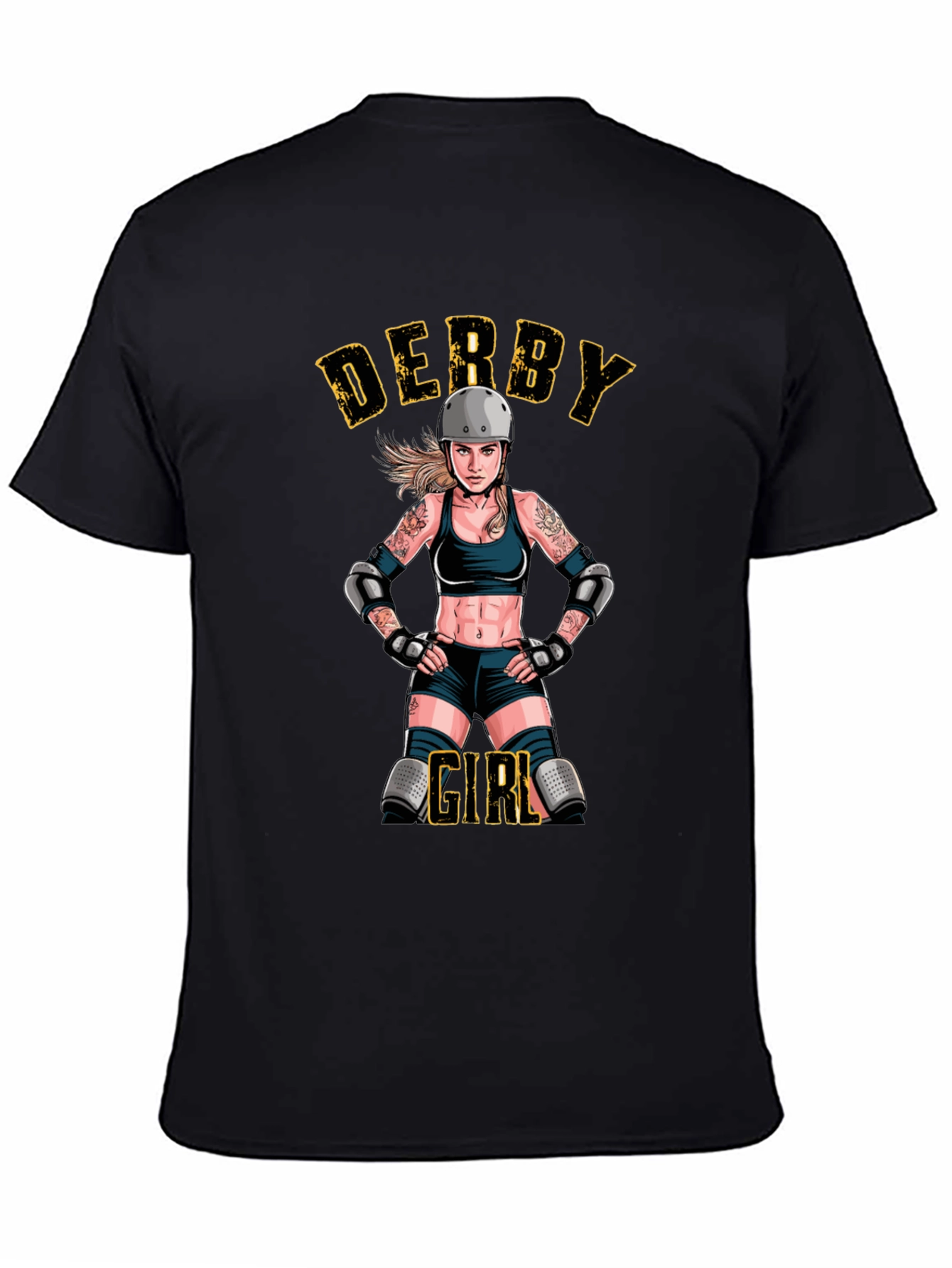 Black Derby Girl Black T-Shirt - Roller Derby Apparel view 4