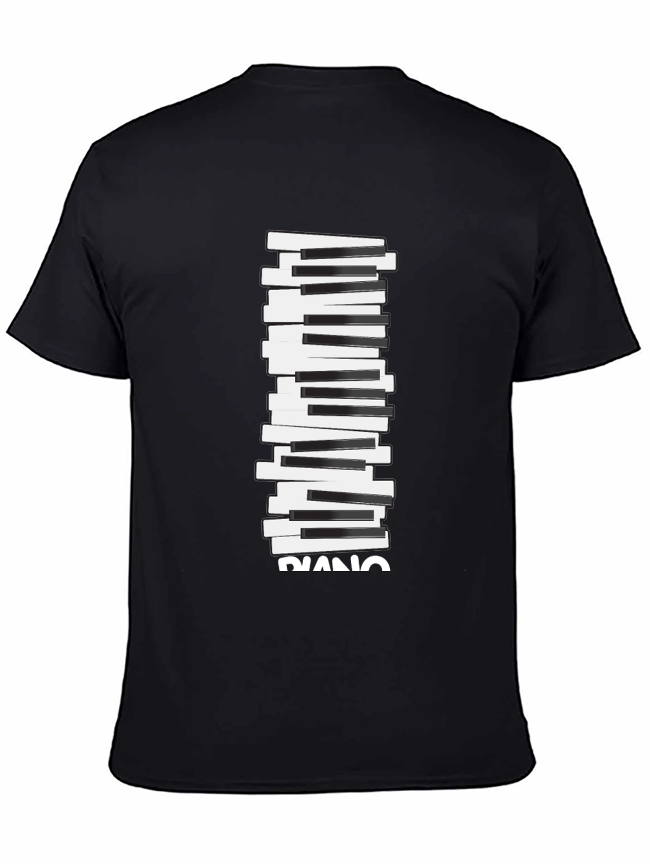 Black Piano Keys Graphic Print T-Shirt view 4