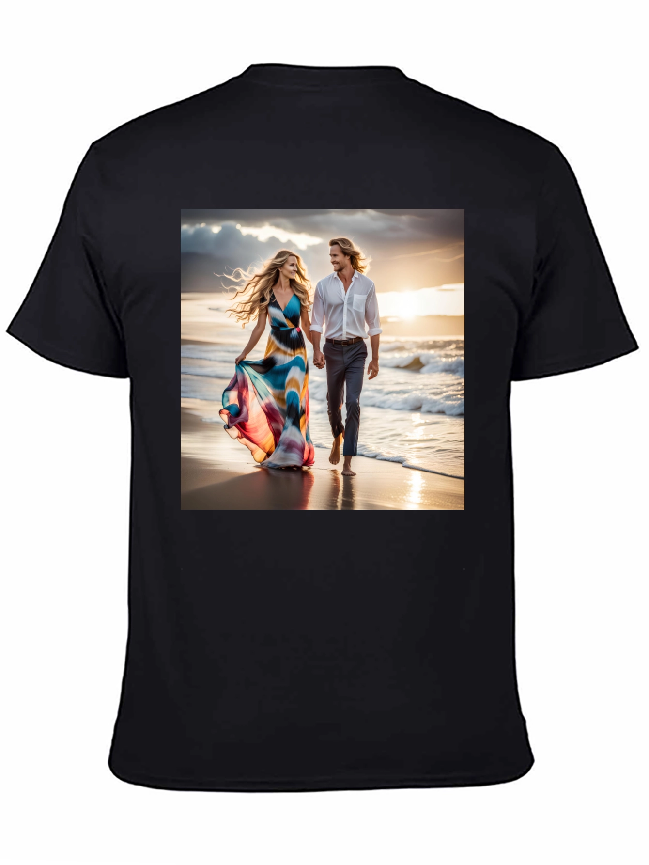 Black Romantic Beach Walk T-Shirt view 4