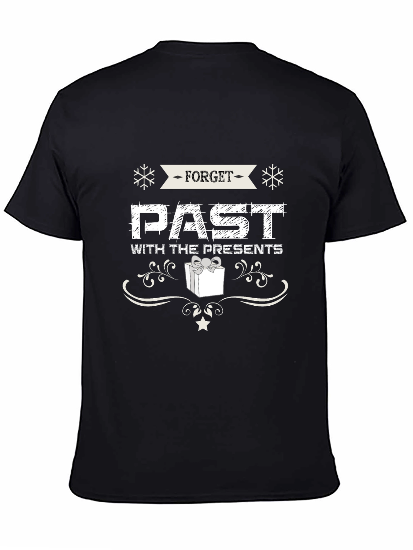 Black Forget Past With Presents Black Holiday T-Shirt view 4