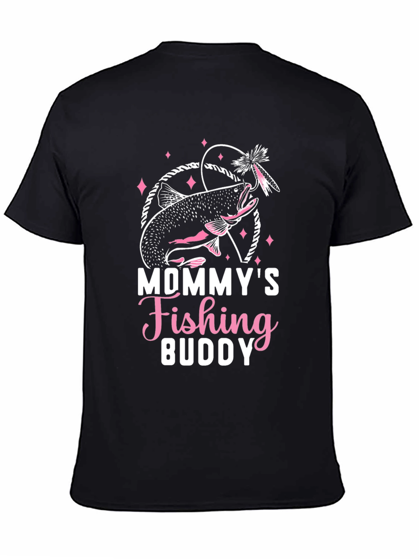 Black Mommy's Fishing Buddy Graphic Tee - Black view 4