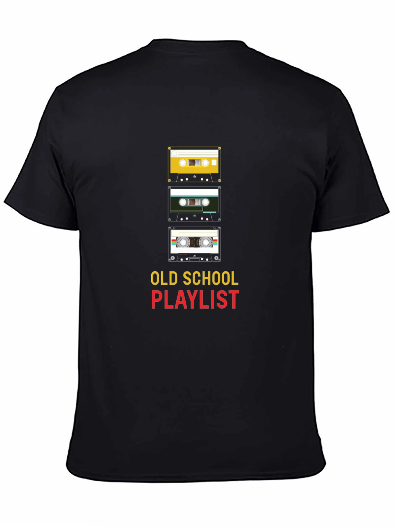 Black Old School Playlist Graphic Tee view 4