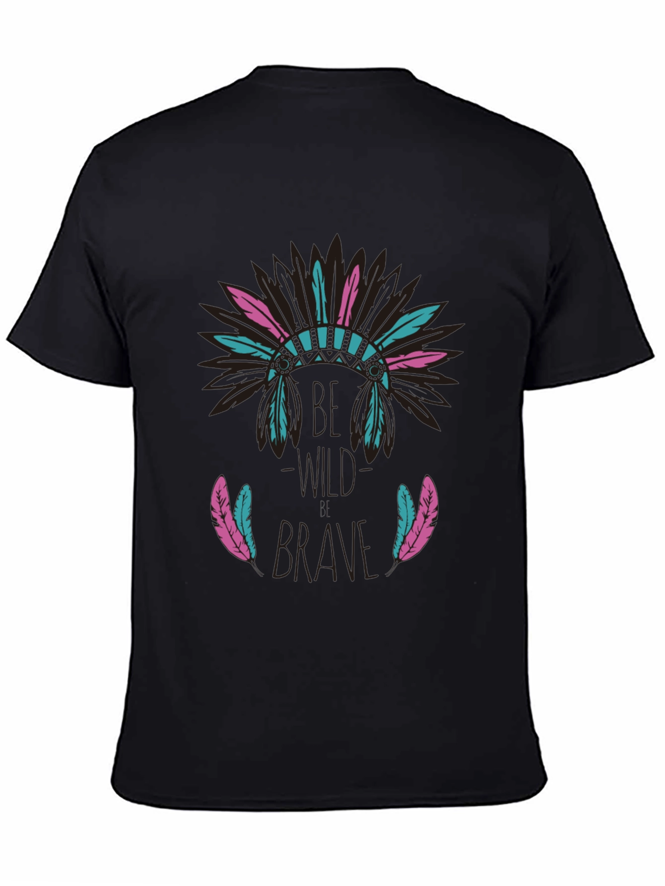 Black Be Brave Feather Headdress Graphic T-Shirt view 4
