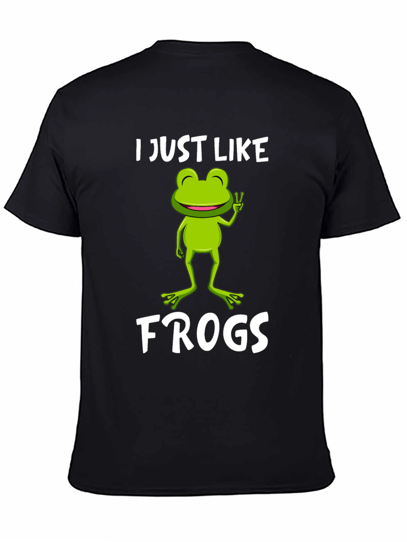 Black Funny Frog Lover T-Shirt - I Just Like Frogs Tee view 4