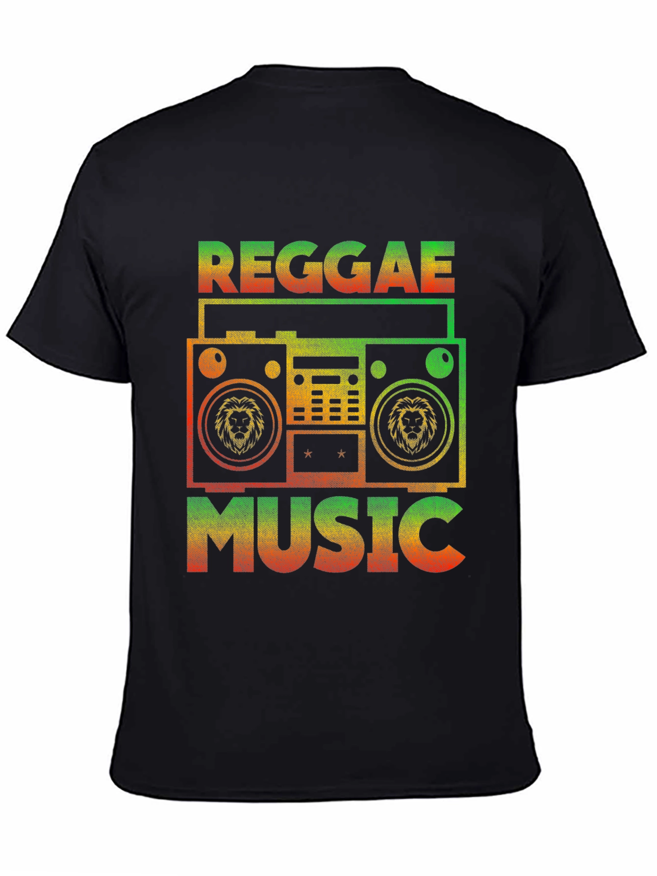 Black Reggae Music T-Shirt - Vintage Boombox Design view 4