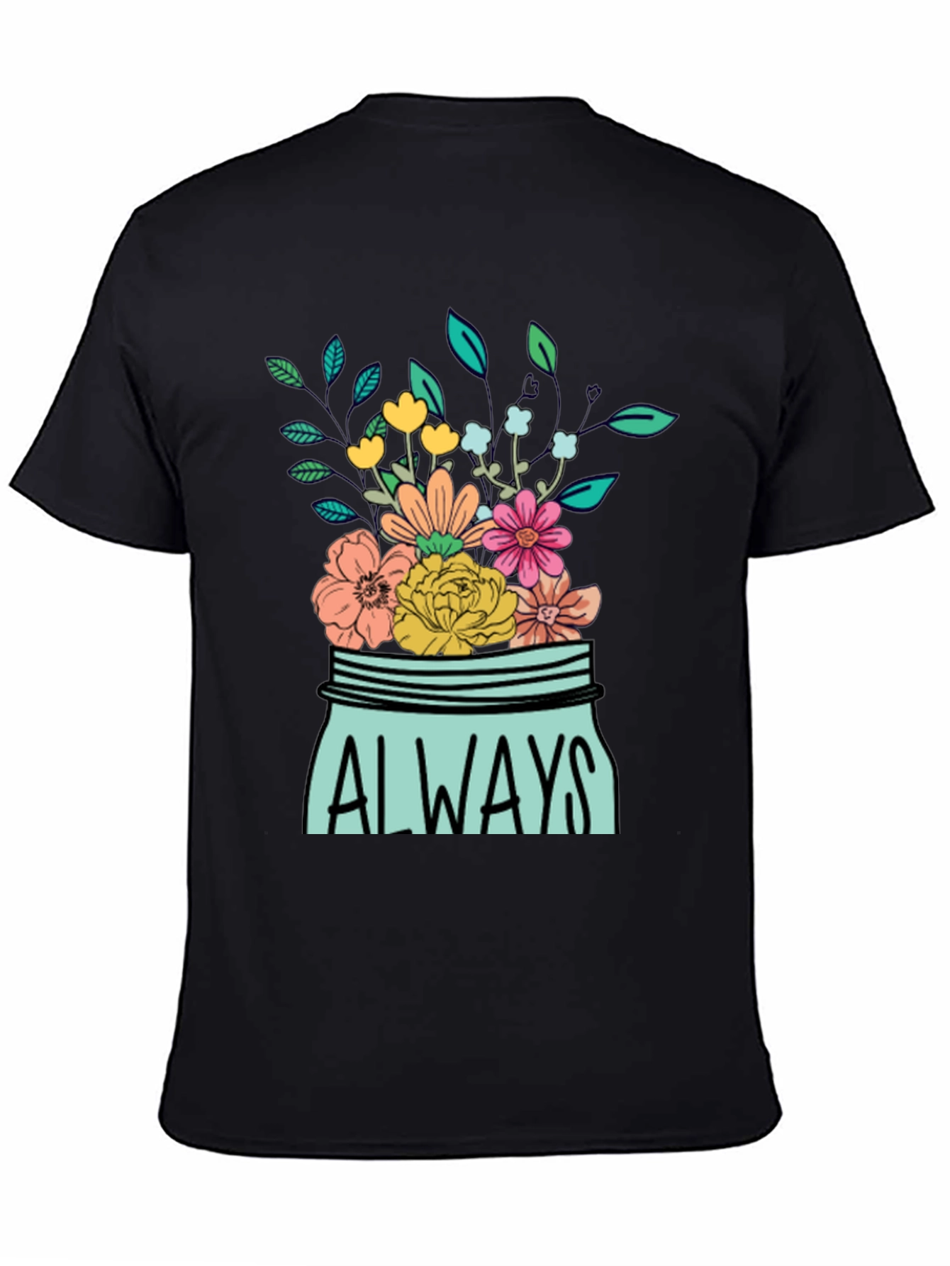 Black Always Floral Jar Graphic T-Shirt view 4