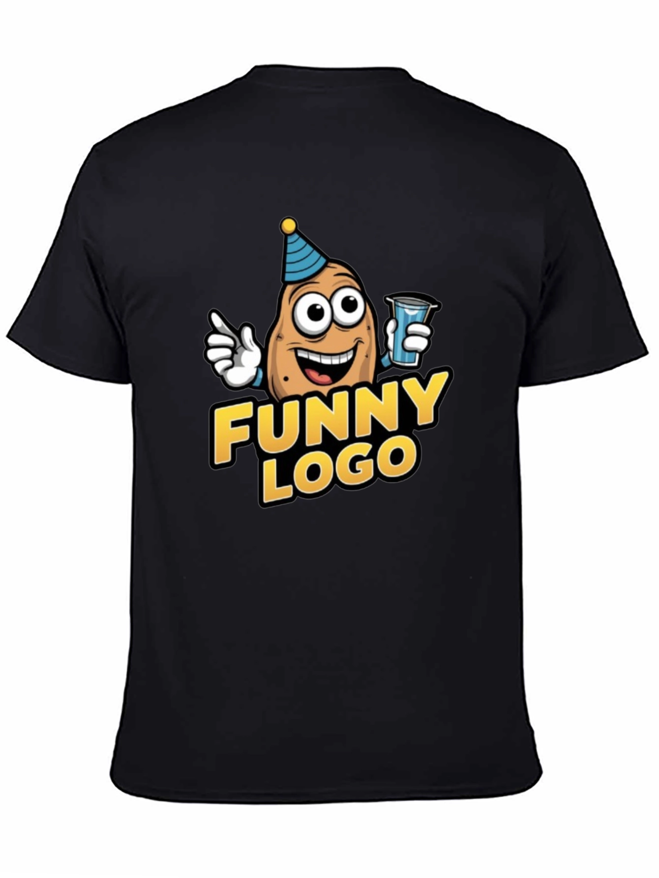 Black Funny Logo Potato Graphic Tee view 4