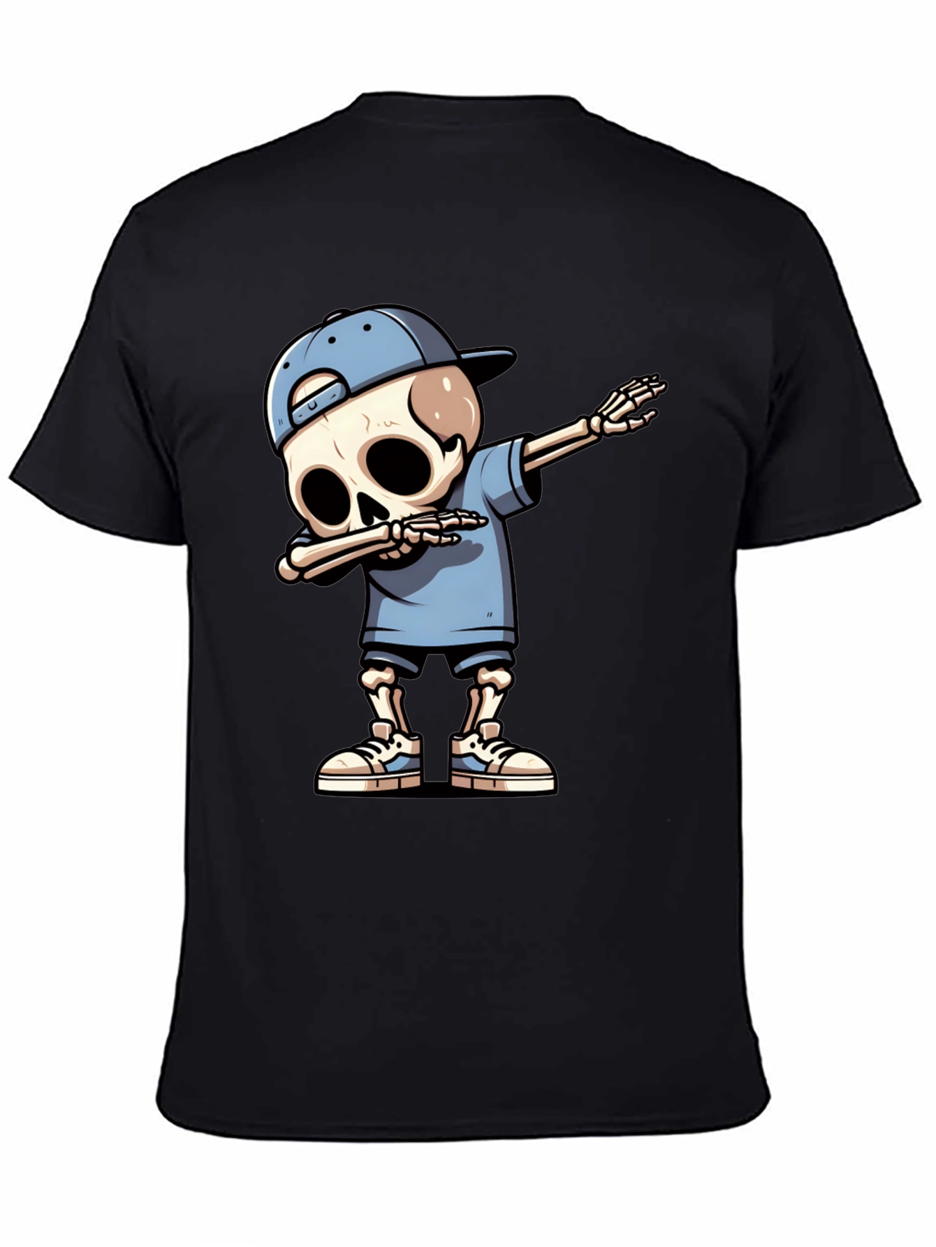 Black Dabbing Skeleton Graphic Tee - Men's Black T-Shirt view 4