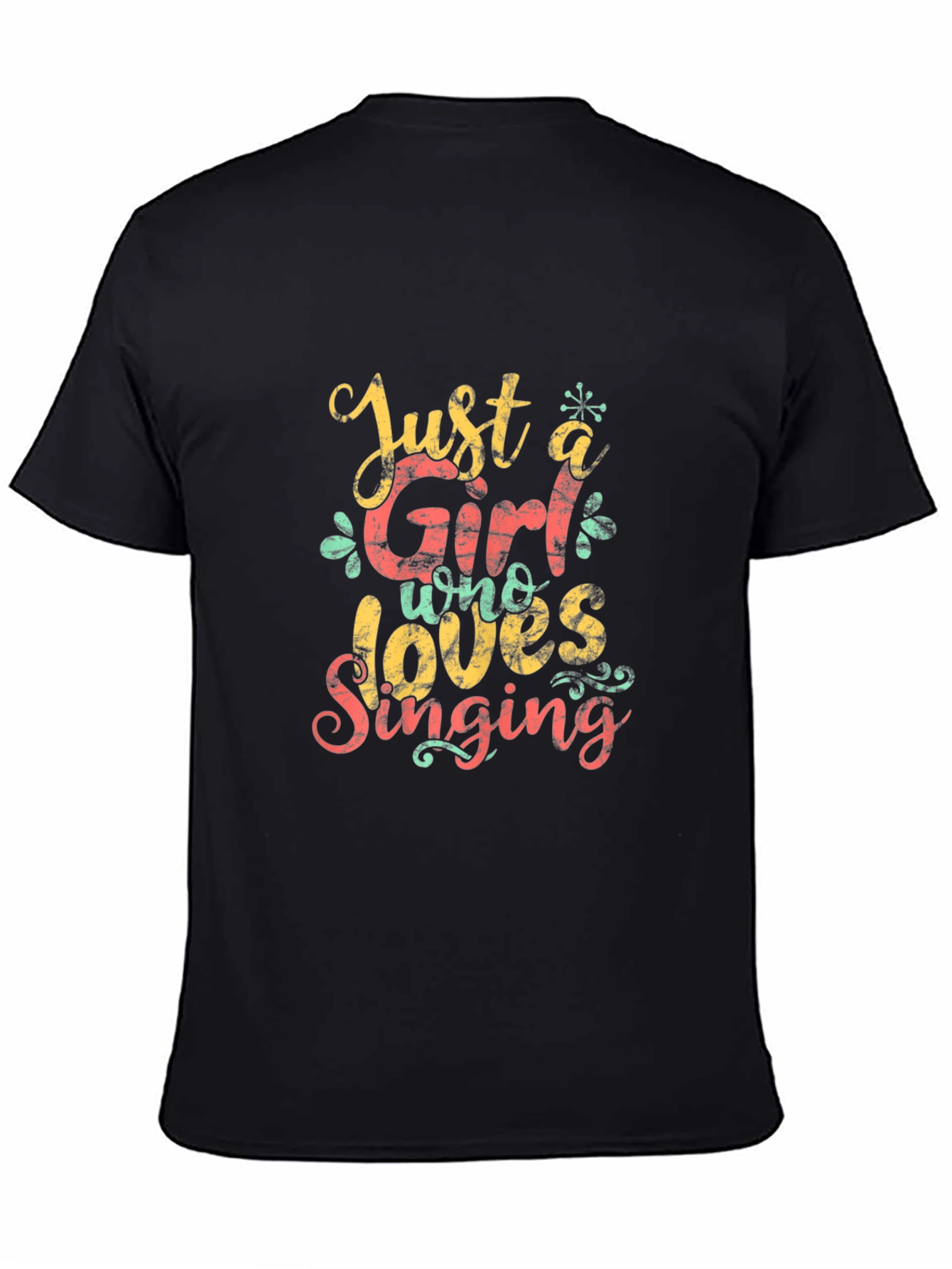 Black Just a Girl Who Loves Singing T-Shirt view 4