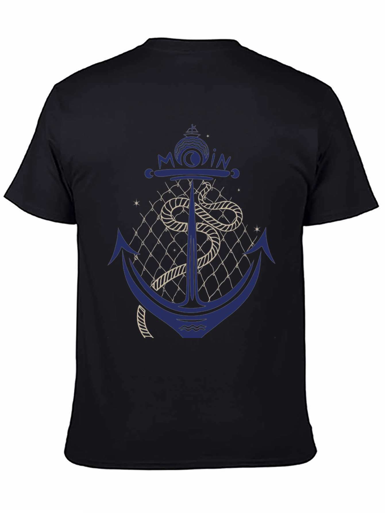 Black Nautical Anchor Graphic Print Tee - Black view 4