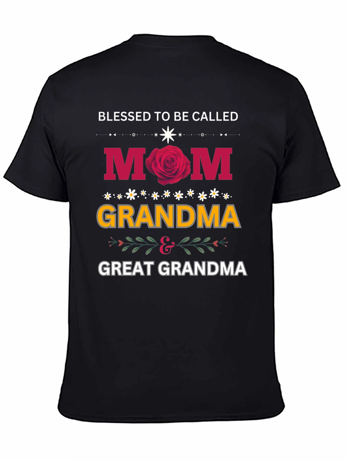 Black Blessed To Be Called Mom Grandma Great Grandma T-Shirt view 4