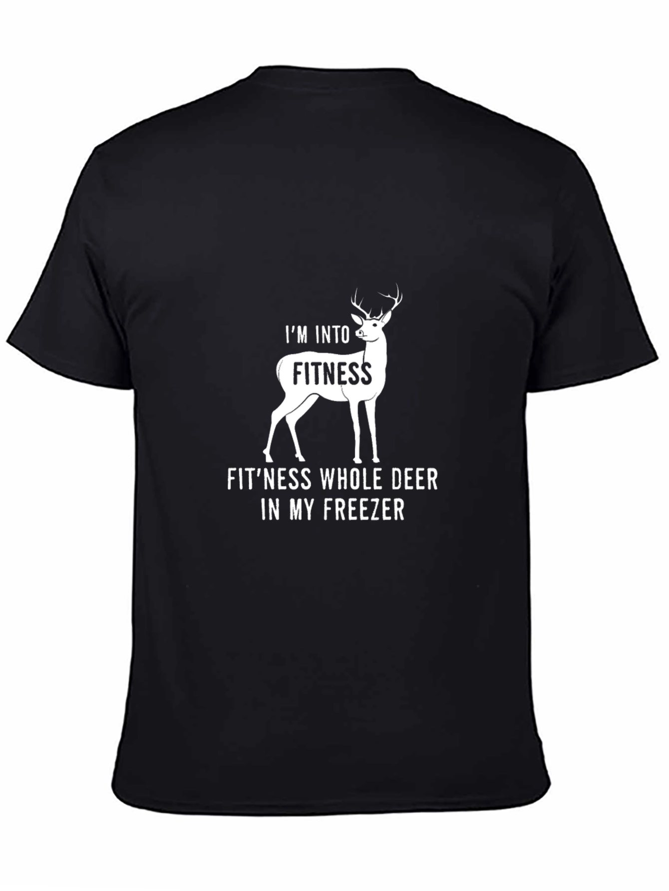 Black Fitness Deer Graphic T-Shirt - Novelty Workout Tee view 4