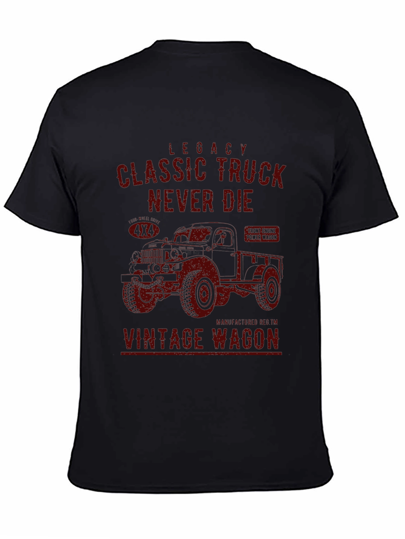 Classic Truck Vintage Wagon Black T-Shirt - 4