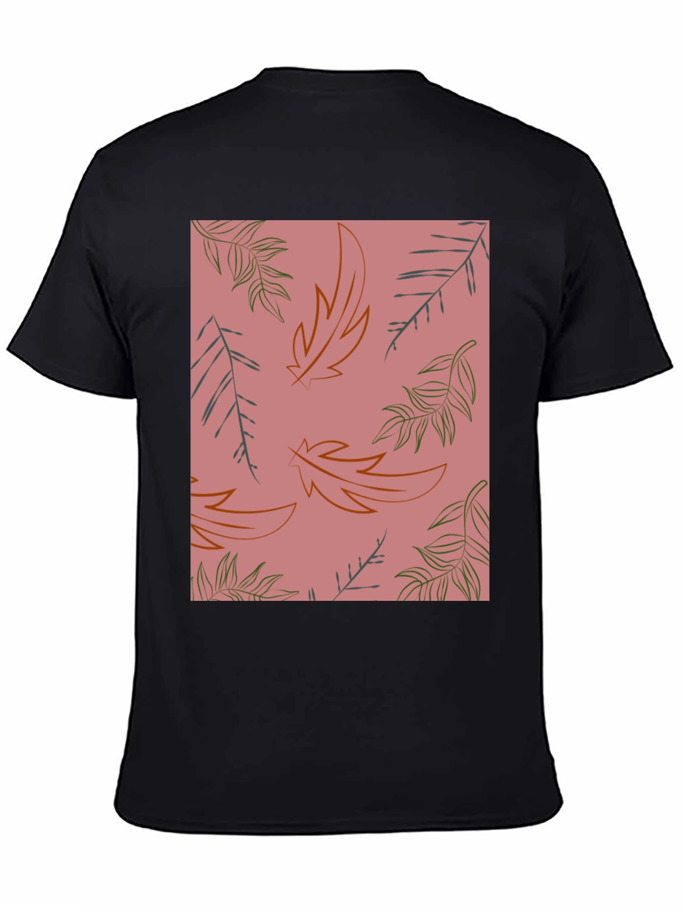 Black Botanical Leaf Print T-Shirt - Trendy Casual Wear view 4