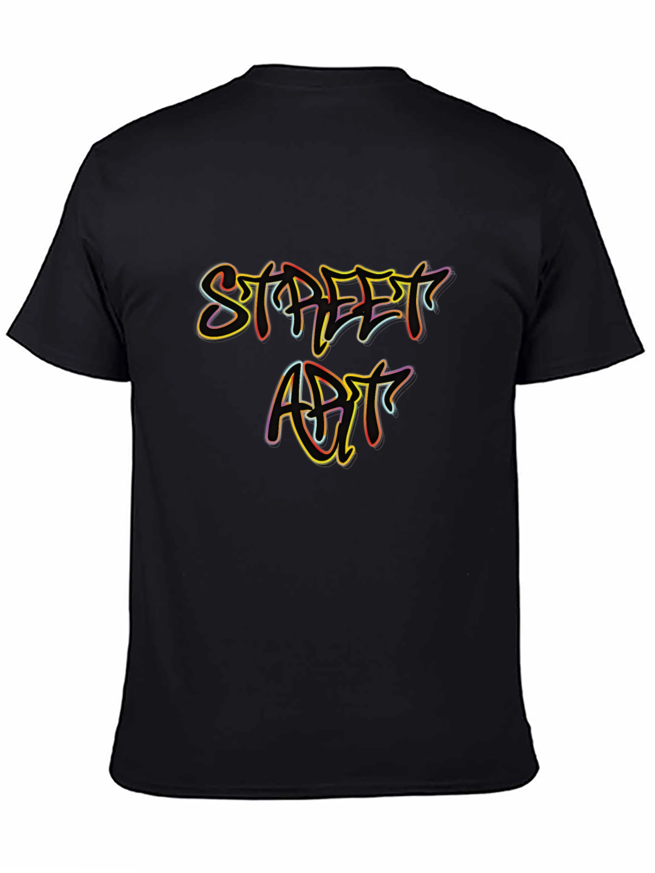 Black Street Art Graphic Tee - Stylish Men's Black T-Shirt view 4