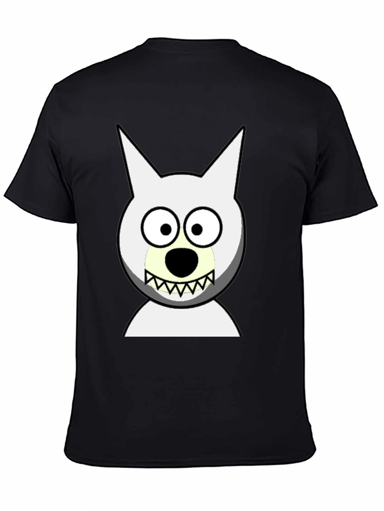 Black Funny Cartoon Wolf Graphic Black T-Shirt view 4