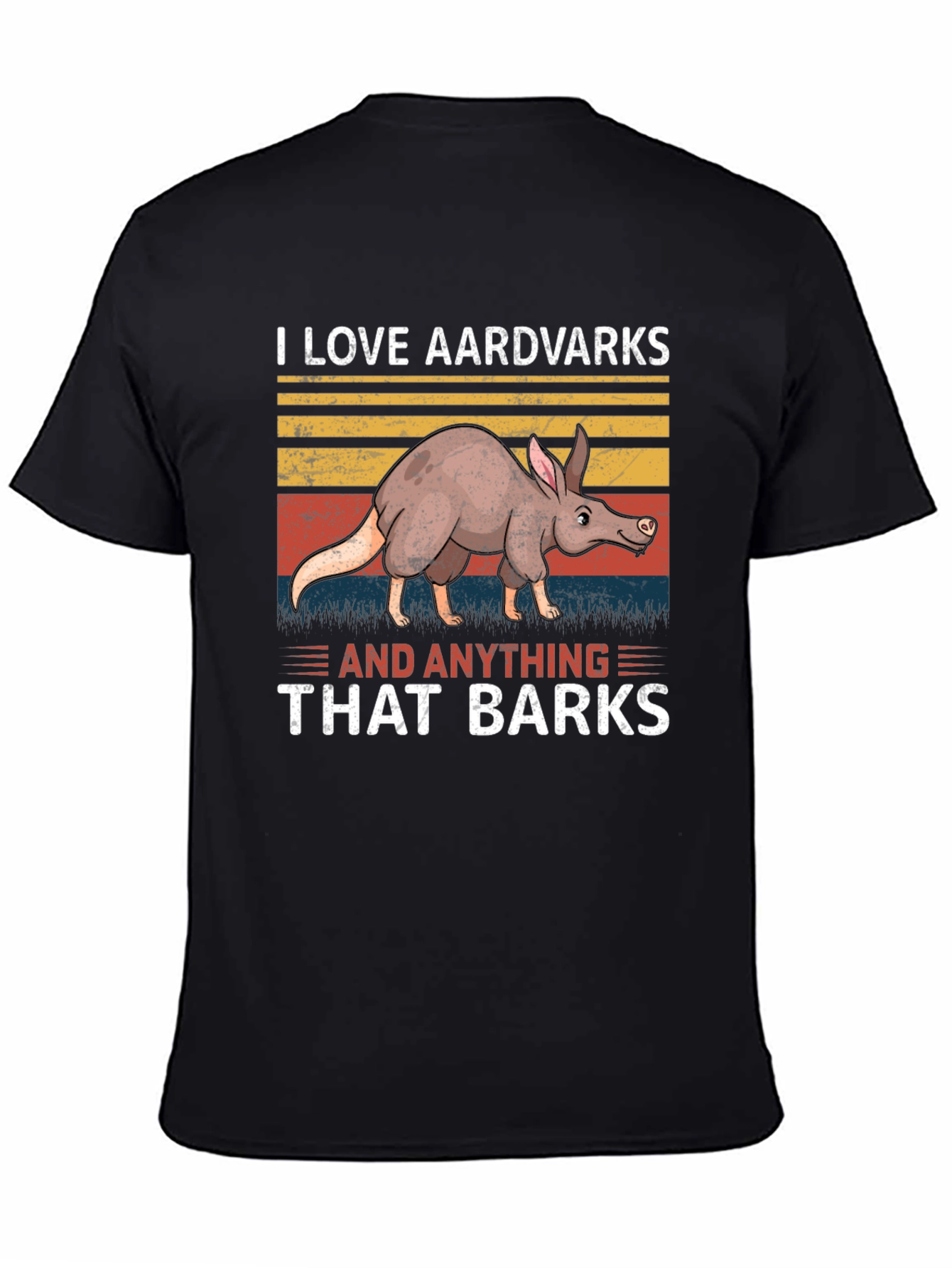 Black Aardvark Humor Graphic Tee - Barking Animal Lover T-Shirt view 4