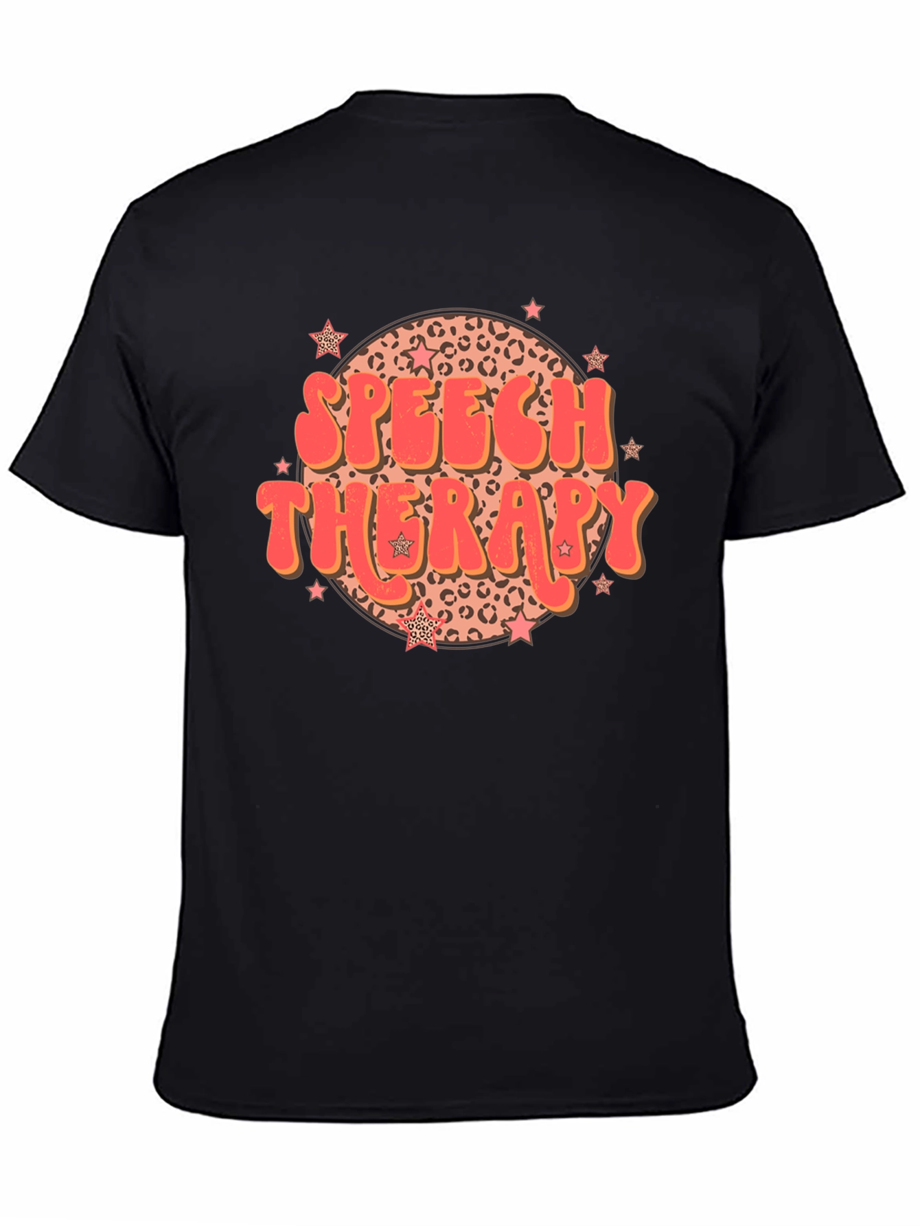 Black Speech Therapy Leopard Print Star T-Shirt view 4