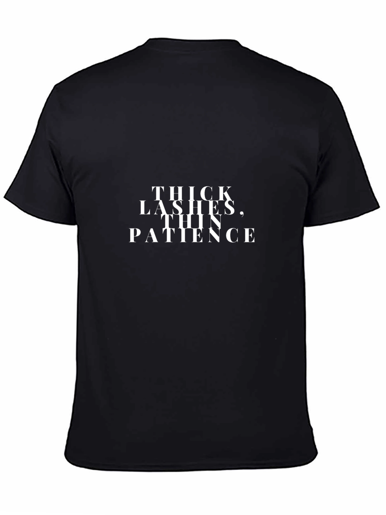 Black Thick Lashes Thin Patience Graphic Tee - Stylish Men's Black T-Shirt view 4