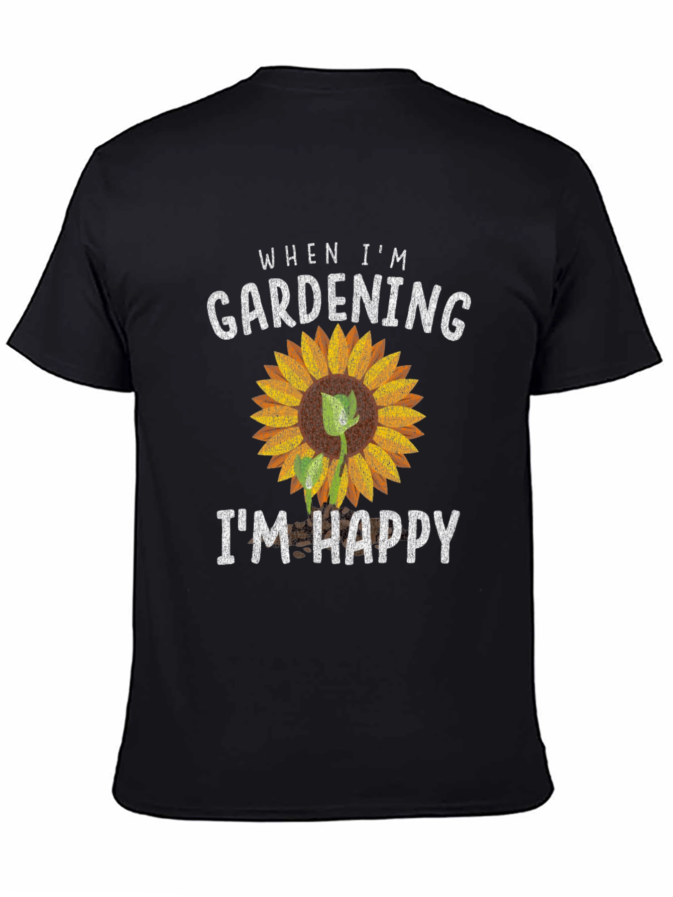 Black Gardening Makes Me Happy T-Shirt Sunflower Graphic view 4