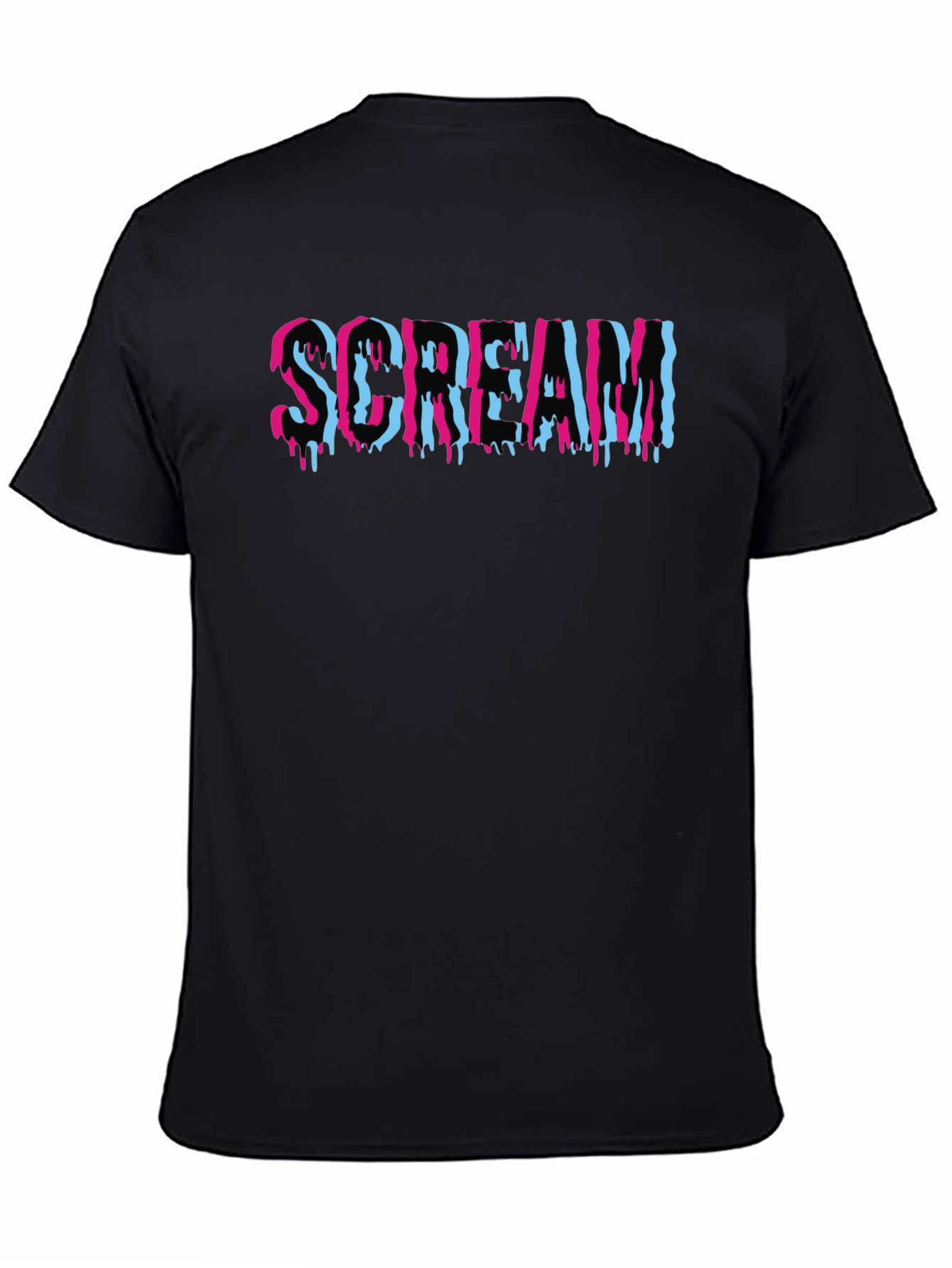 Black Scream Graphic Print T-Shirt, Cotton Blend Tee view 4