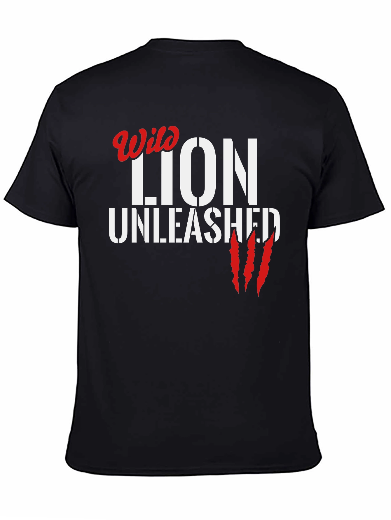 Wild Lion Unleashed Black Graphic T-Shirt - 4