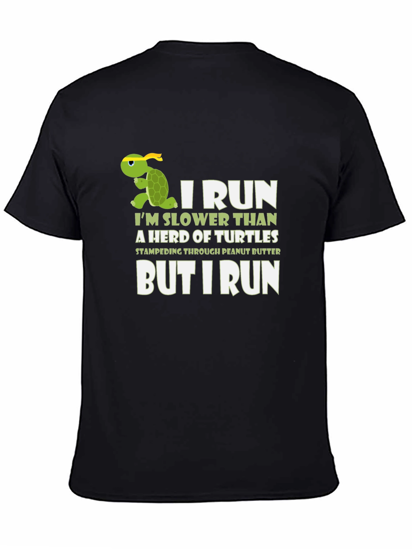 Black Funny Turtle Running T-Shirt - I Run Slower view 4