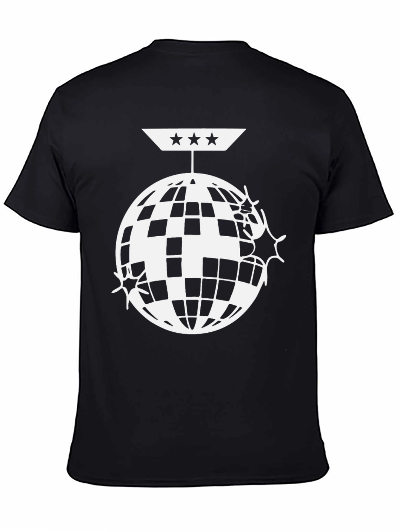 Black Disco Ball Graphic Tee - Black Cotton view 4