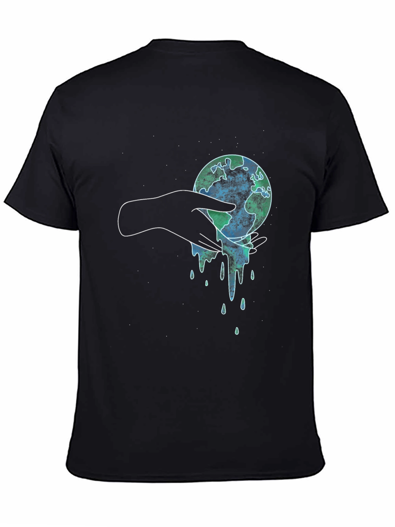Black Melting Earth Graphic Tee - Save the Planet T-Shirt view 4