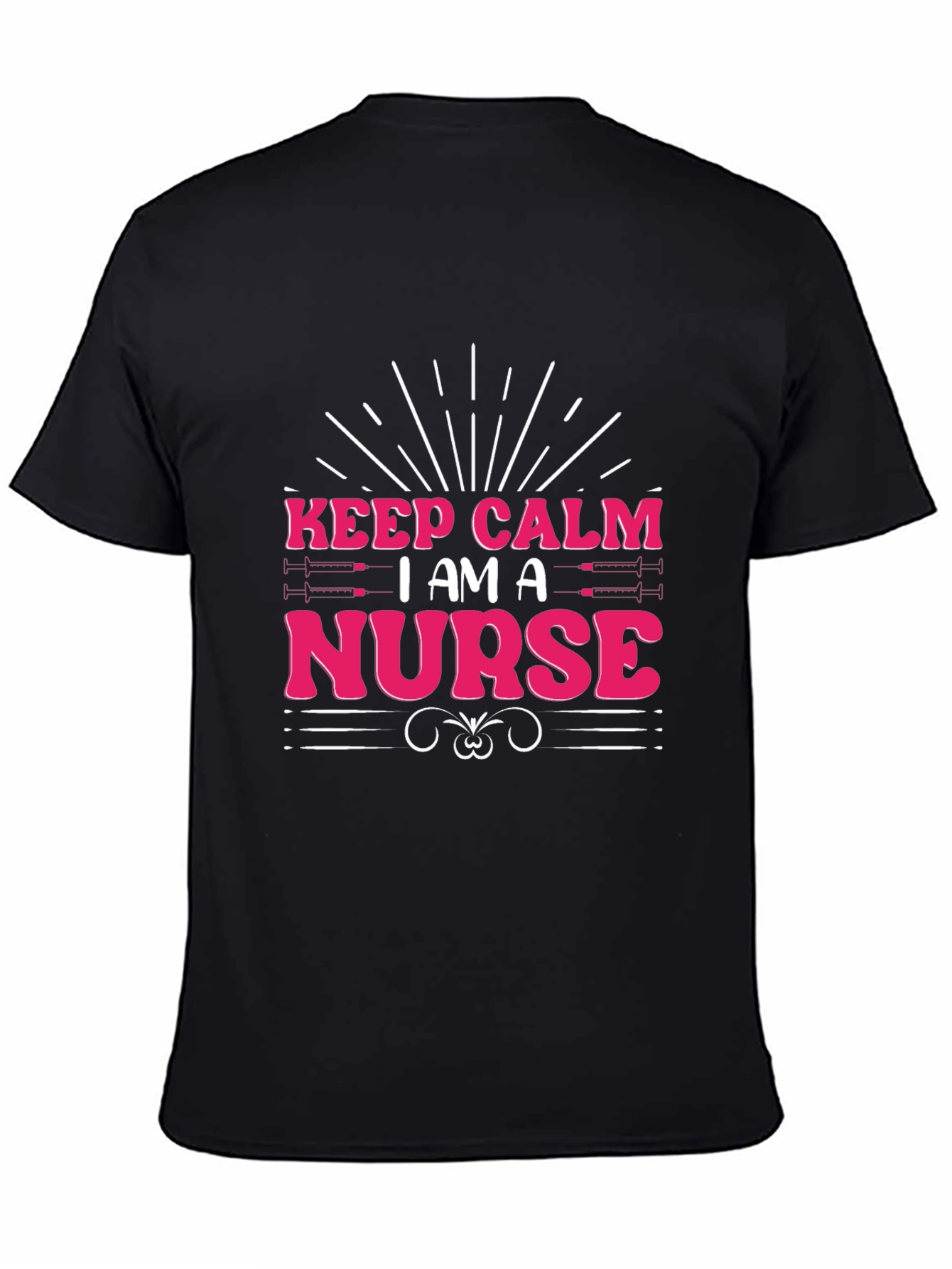 Black Keep Calm I am a Nurse T-Shirt view 4