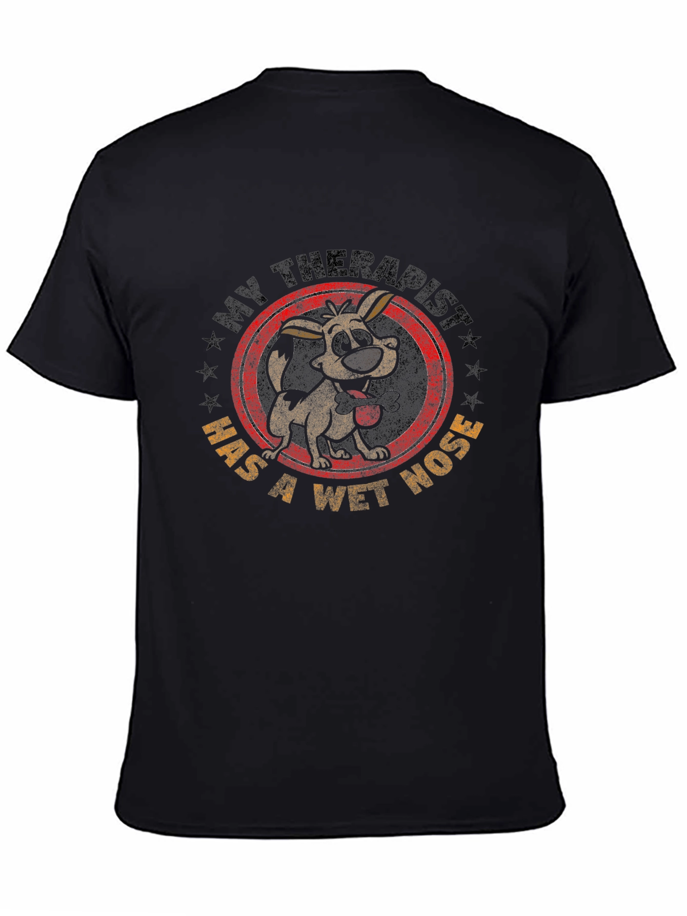 Black My Therapist Has A Wet Nose T-Shirt view 4