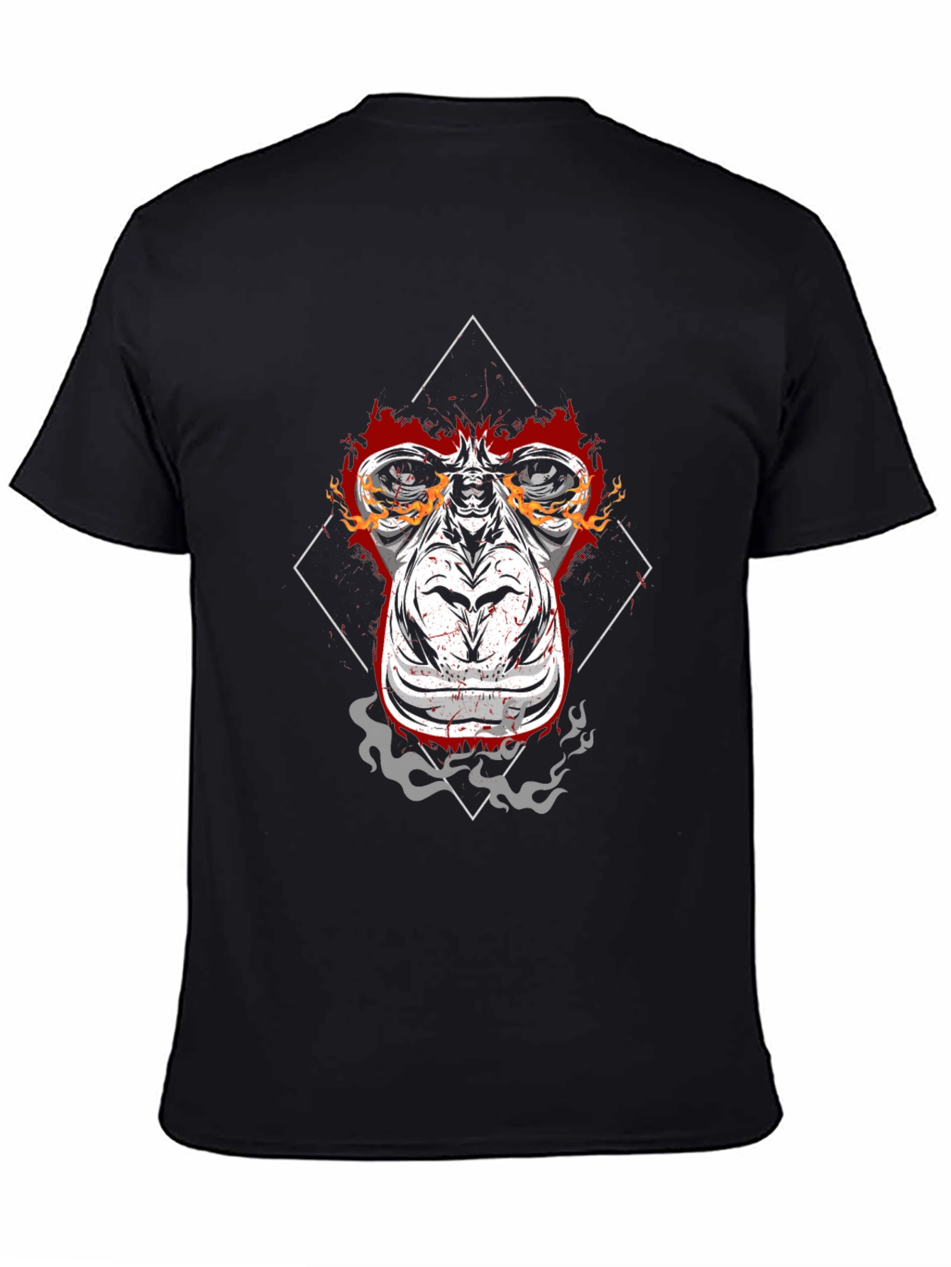 Black Fiery Ape Graphic Tee - Black Cotton T-Shirt view 4