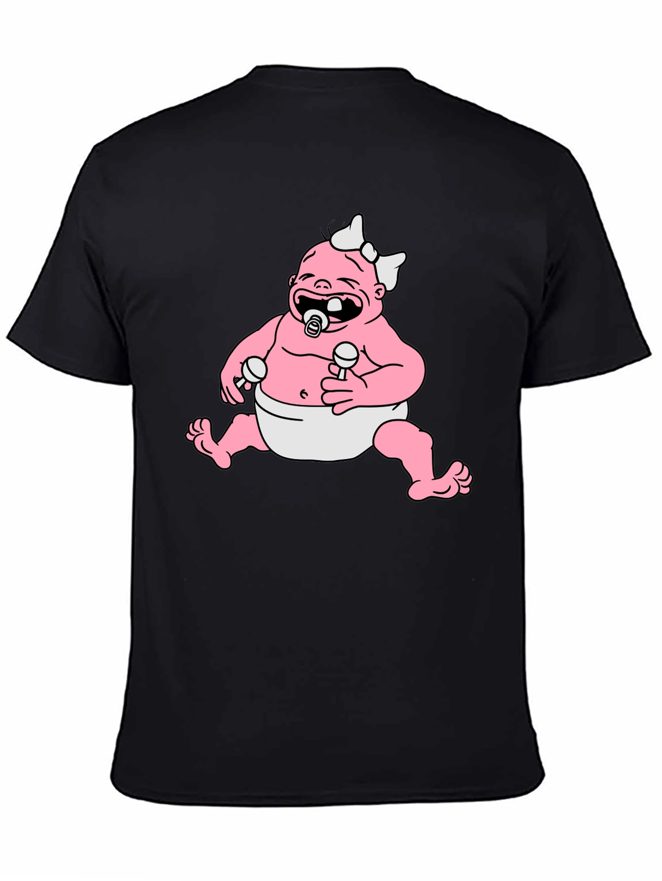 Black Cartoon Baby Graphic Black T-Shirt view 4