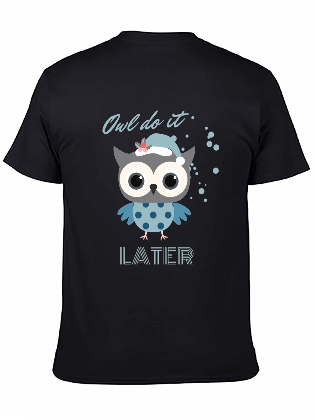 Black Owl Do It Later T-Shirt - Funny Graphic Tee view 4