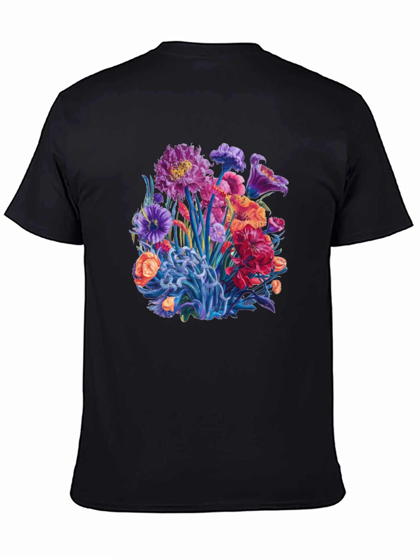 Black Floral Graphic Print Black T-Shirt view 4