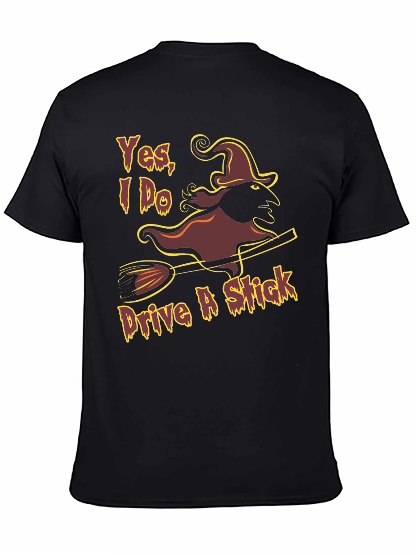 Black Yes, I Do Drive A Stick Witch Graphic T-Shirt view 4
