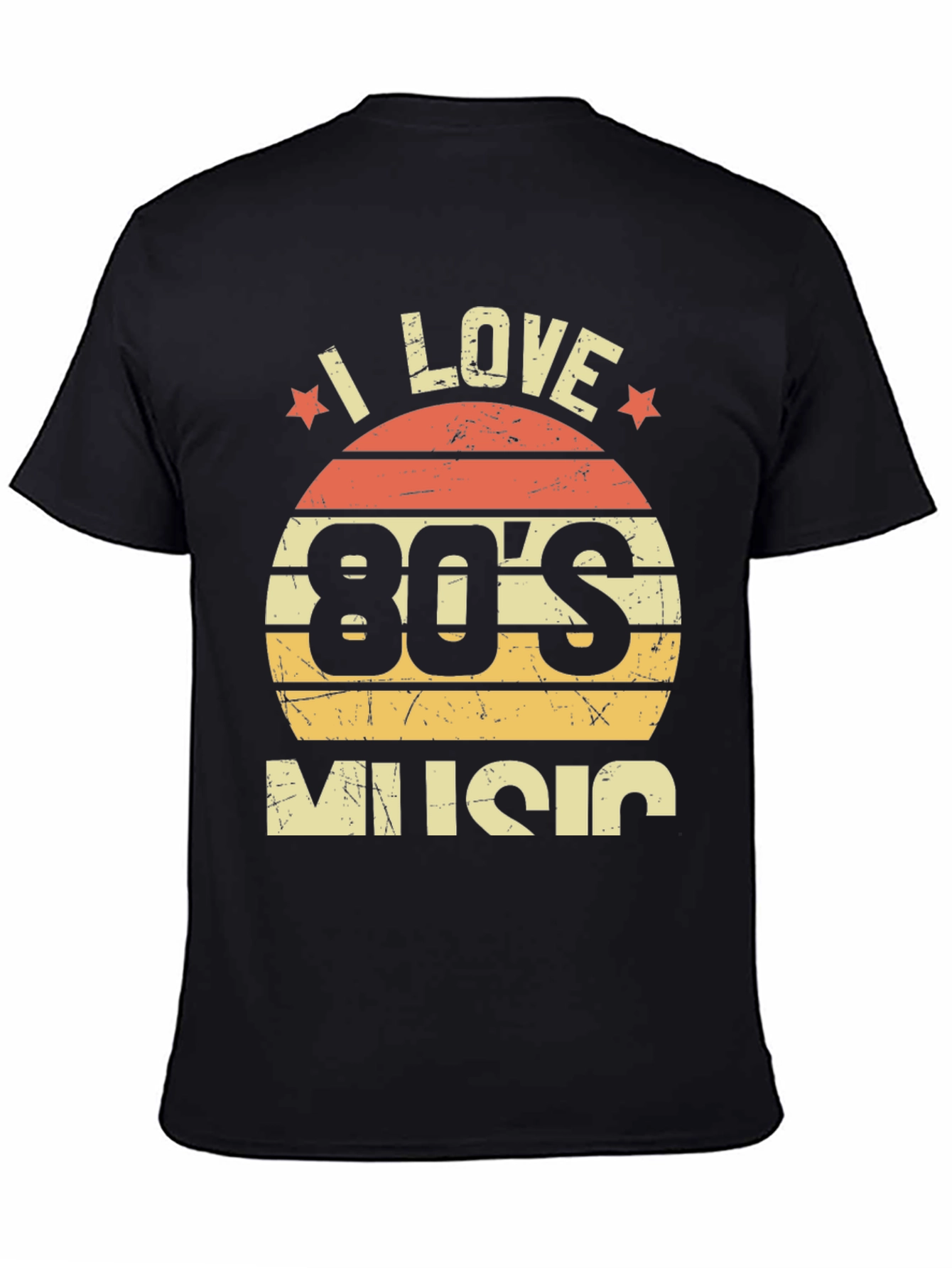 Black I Love 80's Music Retro T-Shirt view 4