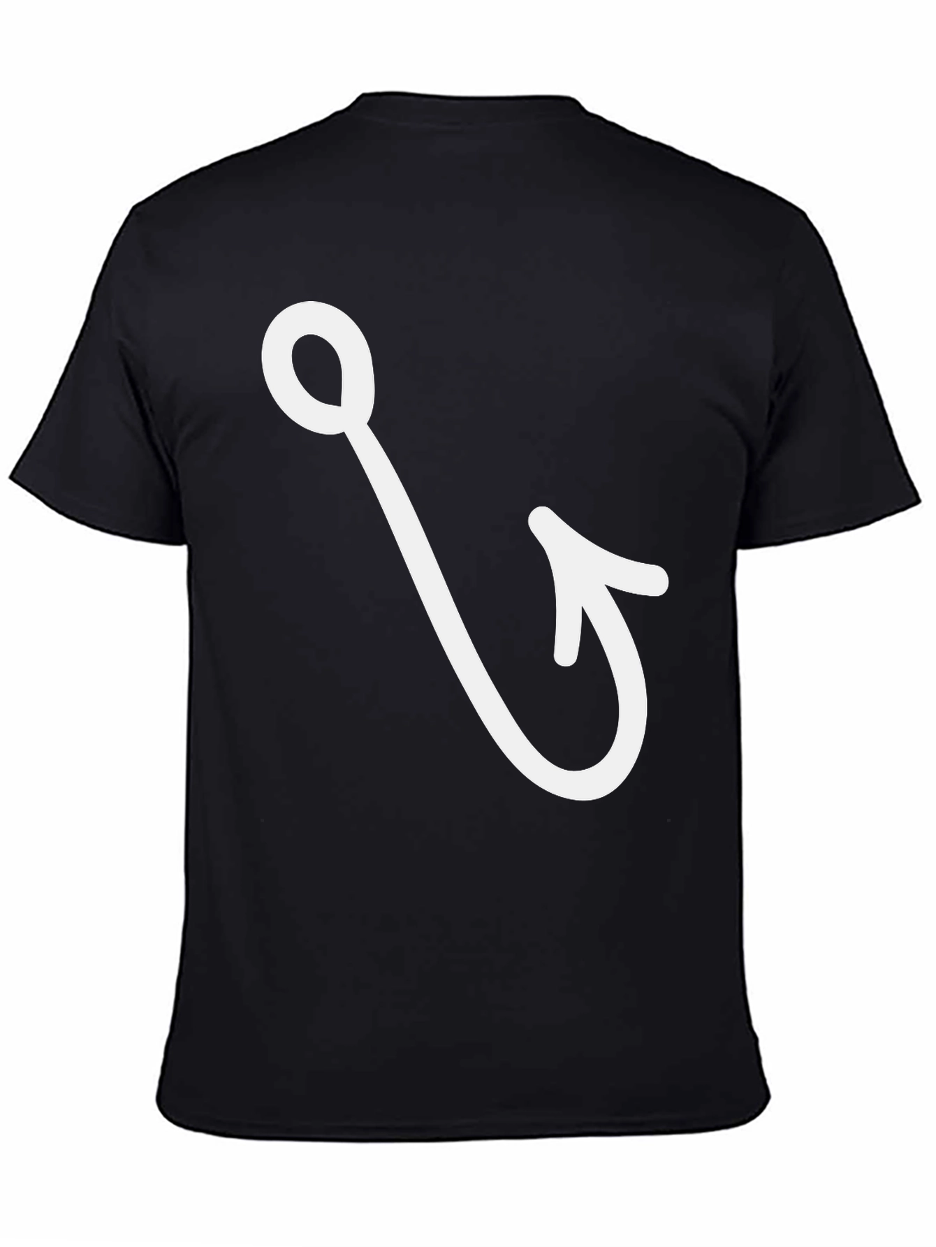 Black Fishing Hook Graphic Tee - Black Cotton Casual T-Shirt view 4