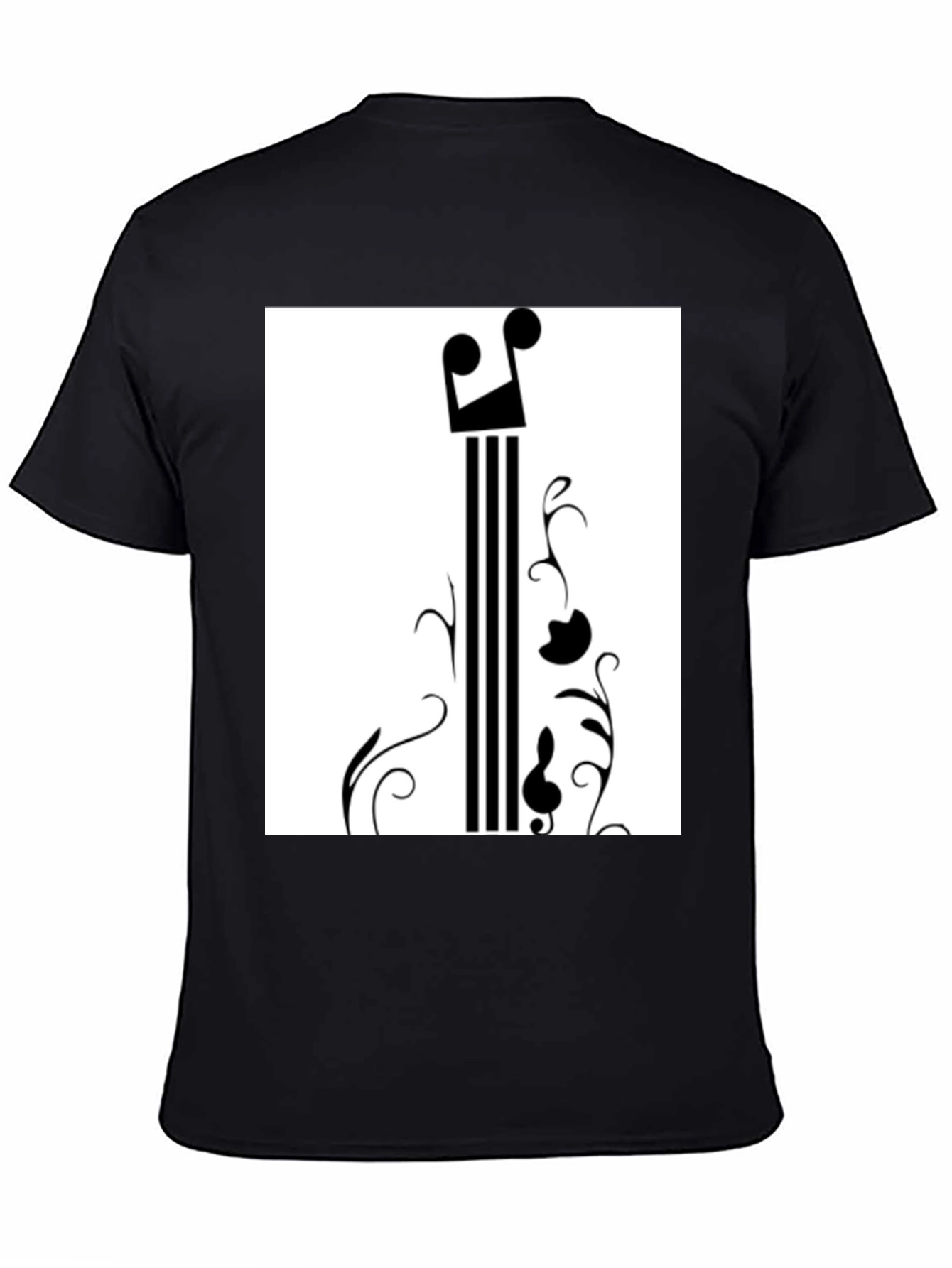 Black Music Note Graphic Black T-Shirt view 4