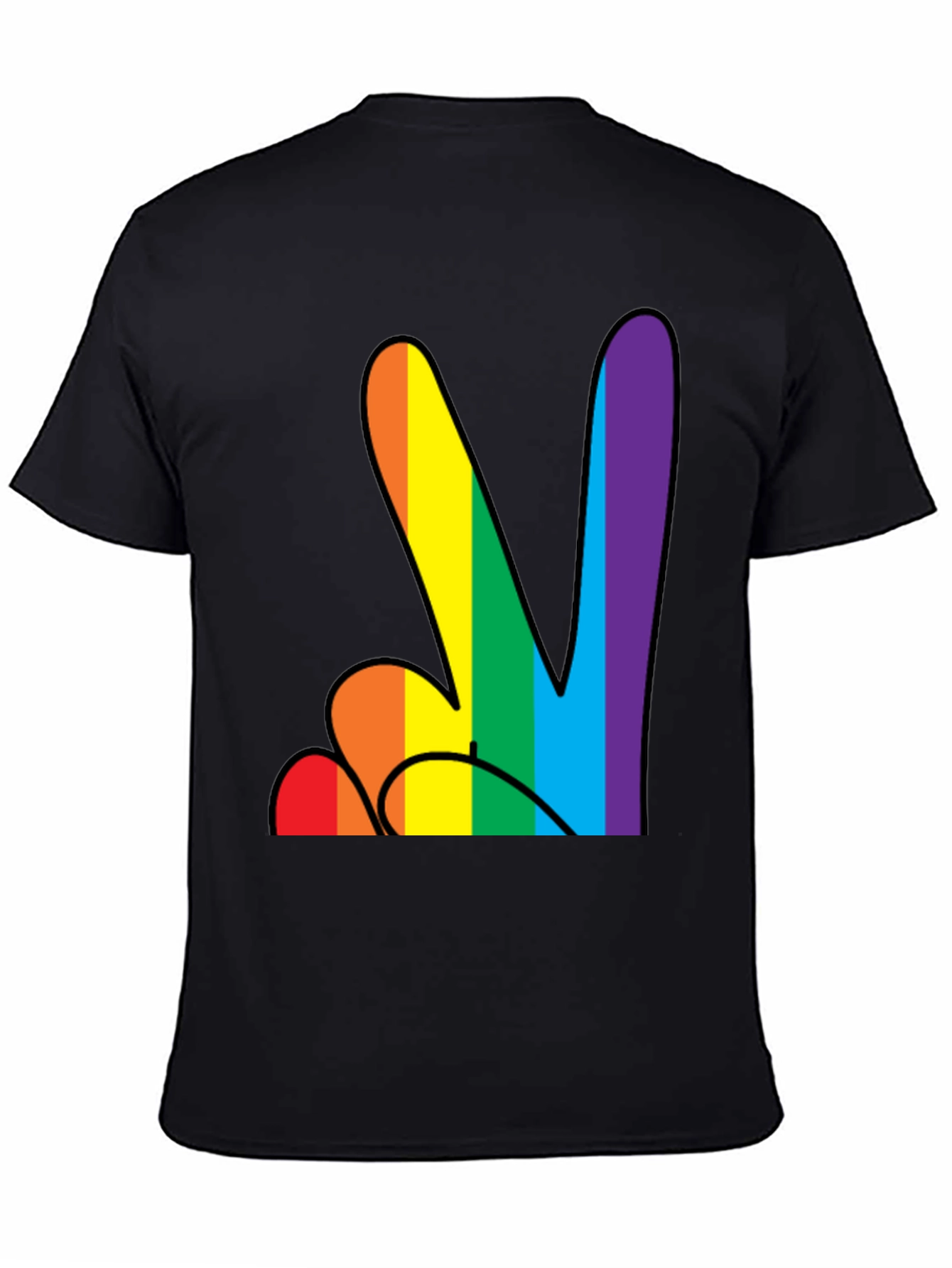 Black Rainbow Peace Sign Black T-Shirt view 4