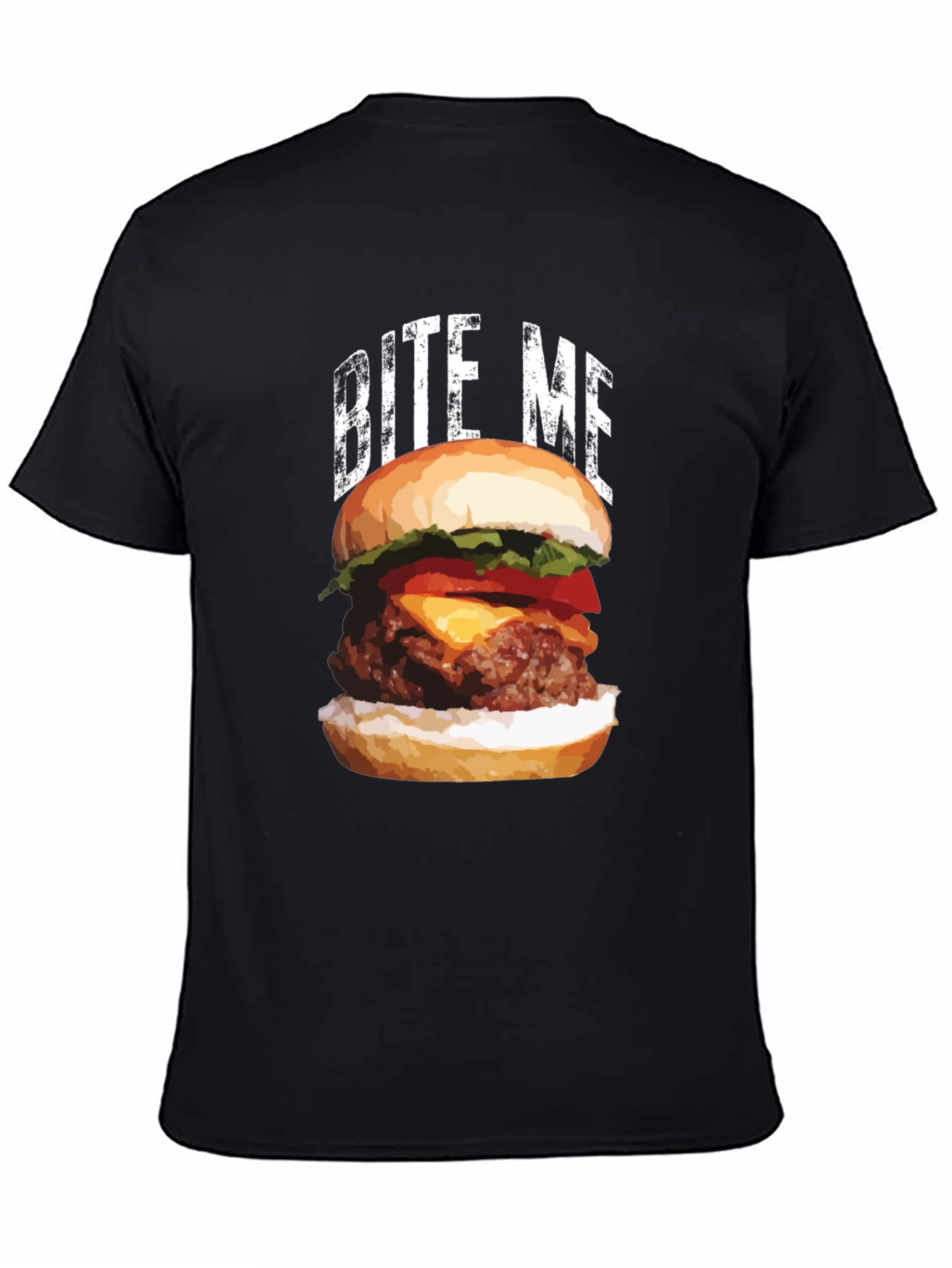 Black Bite Me Burger T-Shirt - Foodie Apparel view 4