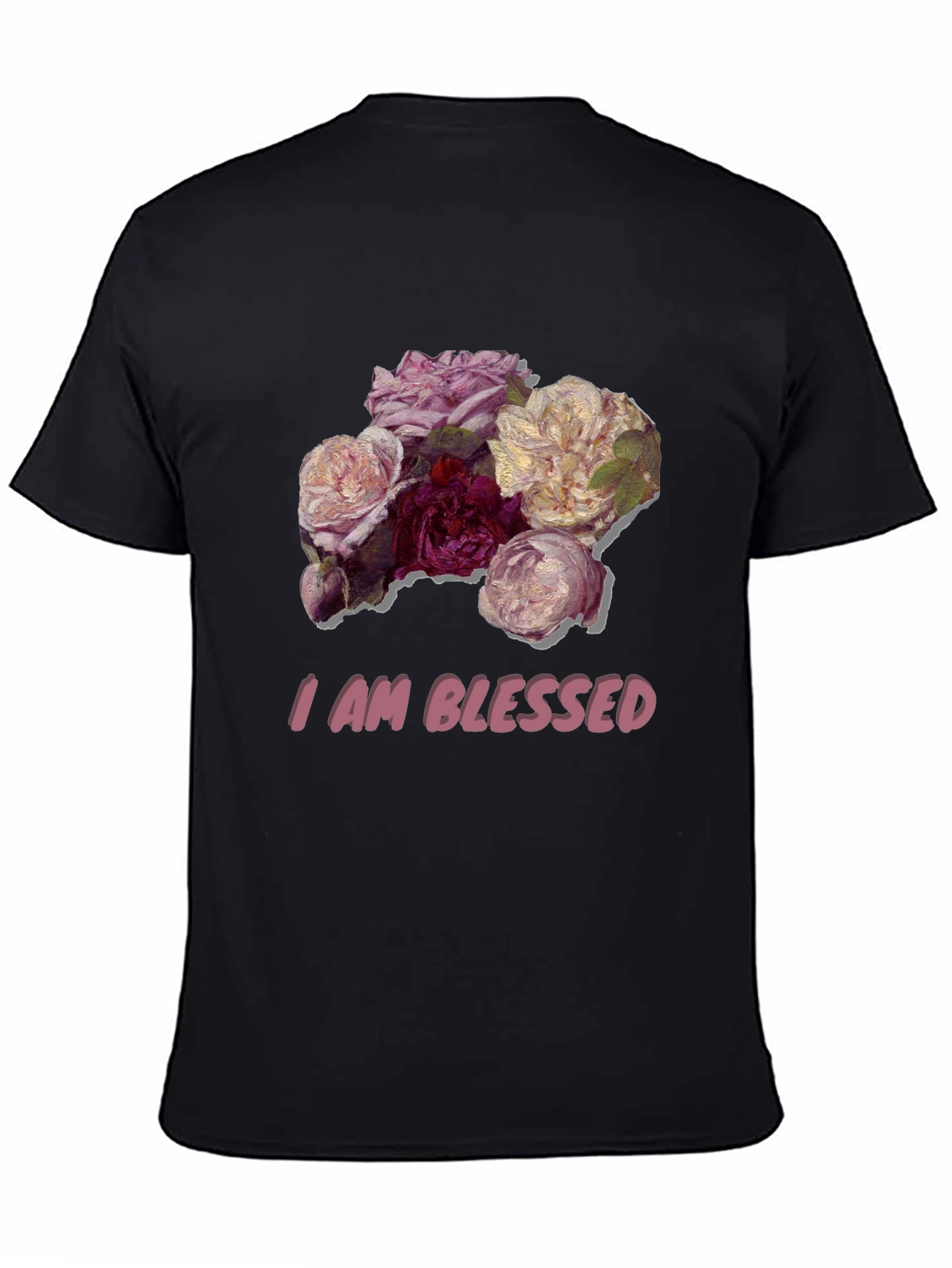 Black Floral Blessed T-Shirt - Stylish Graphic Tee view 4